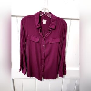 Chico's purple soft button down top
